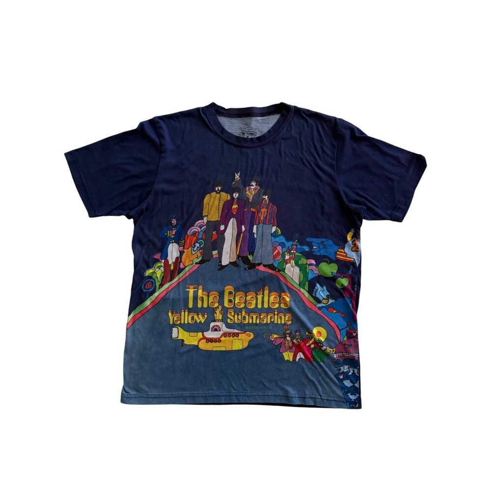 RARE Vintage Y2K The Beatles Yellow Submarine Blue Graphic T-Shirt Collectible - Picture 1 of 9